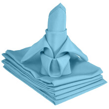 TableLinensforLess 20x20 Inch Hemmed SimplyPoly XL Cloth Napkins Set of 6 (Sky Blue)