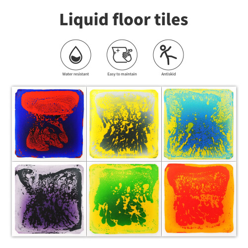 ART3D Liquid Sensory Floor Activity Fliser 11.8 """" X11.8 """" Square Multicolor 6 Fliser 1