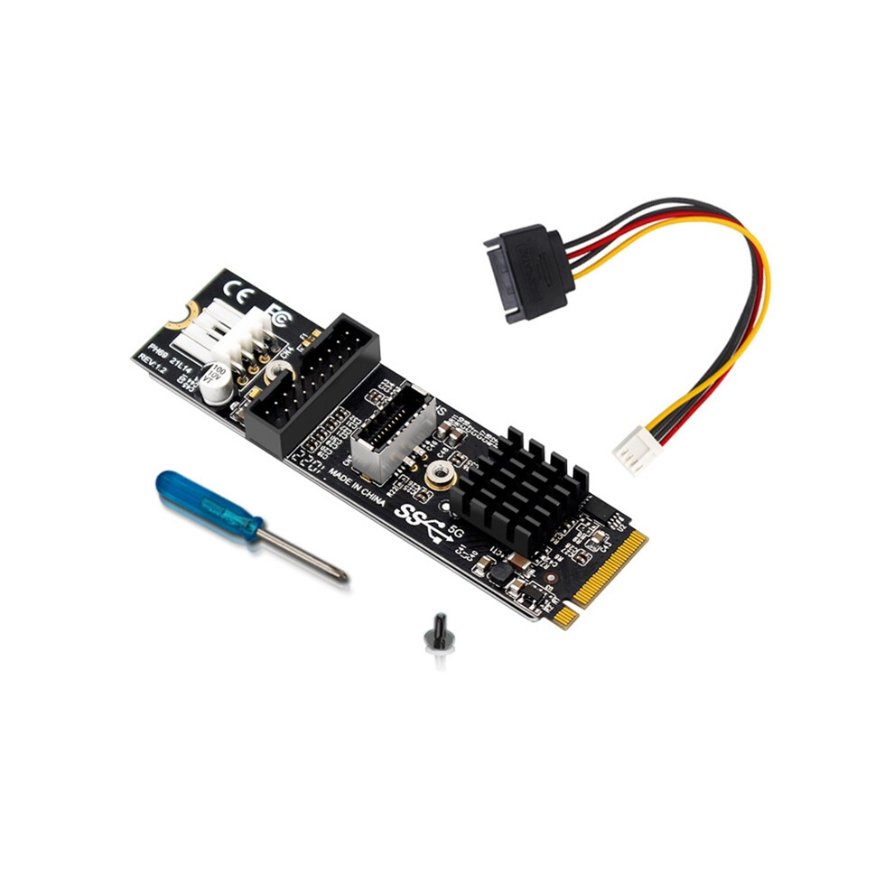 M.2 Pci E To Usb3.0 Type-C+19/20P Interface Expansion Card 4851369243135