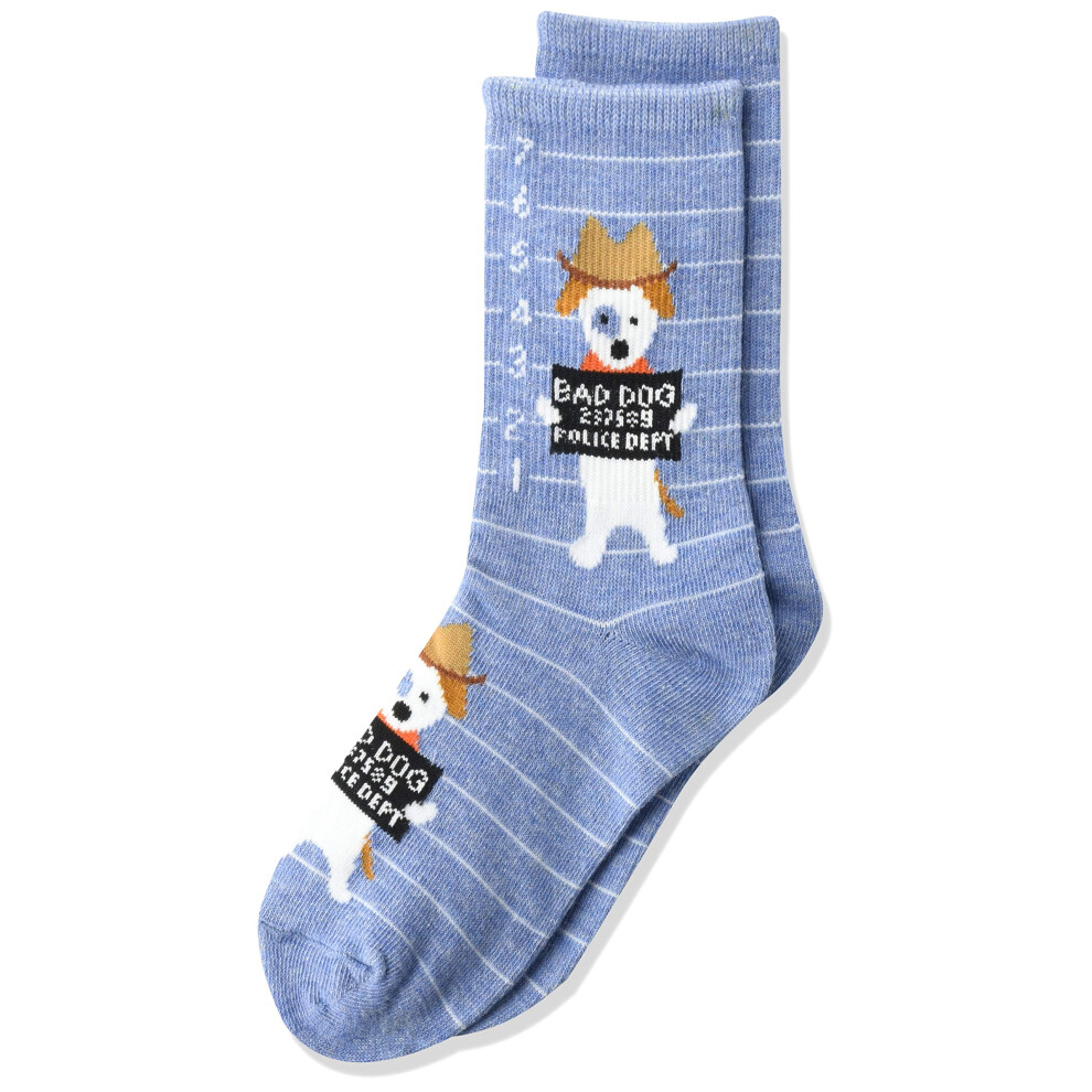 K. Bell Socks Boys ' Fun Novelty Crew Socks  Bad Dog (Gray Heather)  Shoe Size: 11-4-image-OPC-PFKPRG9-NEW