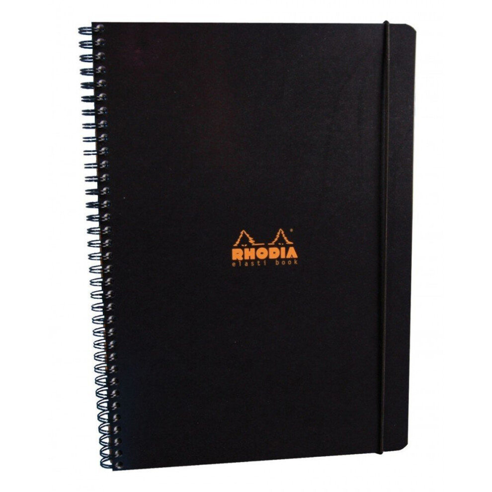 Rhodia Elasti Book - Podszewka Z Marginesem 80 Arkuszy - Czarna Okladka 8 1/4 X 11 3/4 (193819)-image