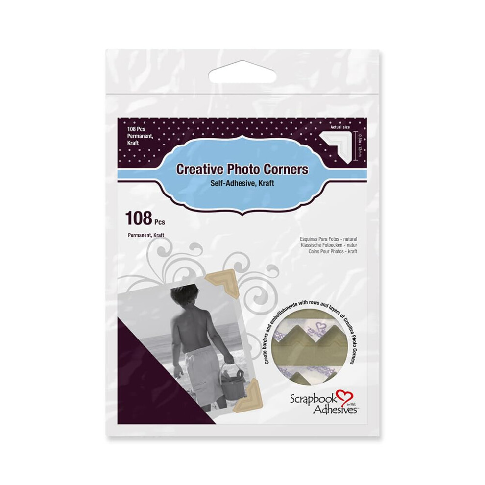 ADH  SIFS POUR SCRAPBOOKING PAR 3L Coins photo auto-adh  sifs en papier cr  atif Kraft, paquet de 108