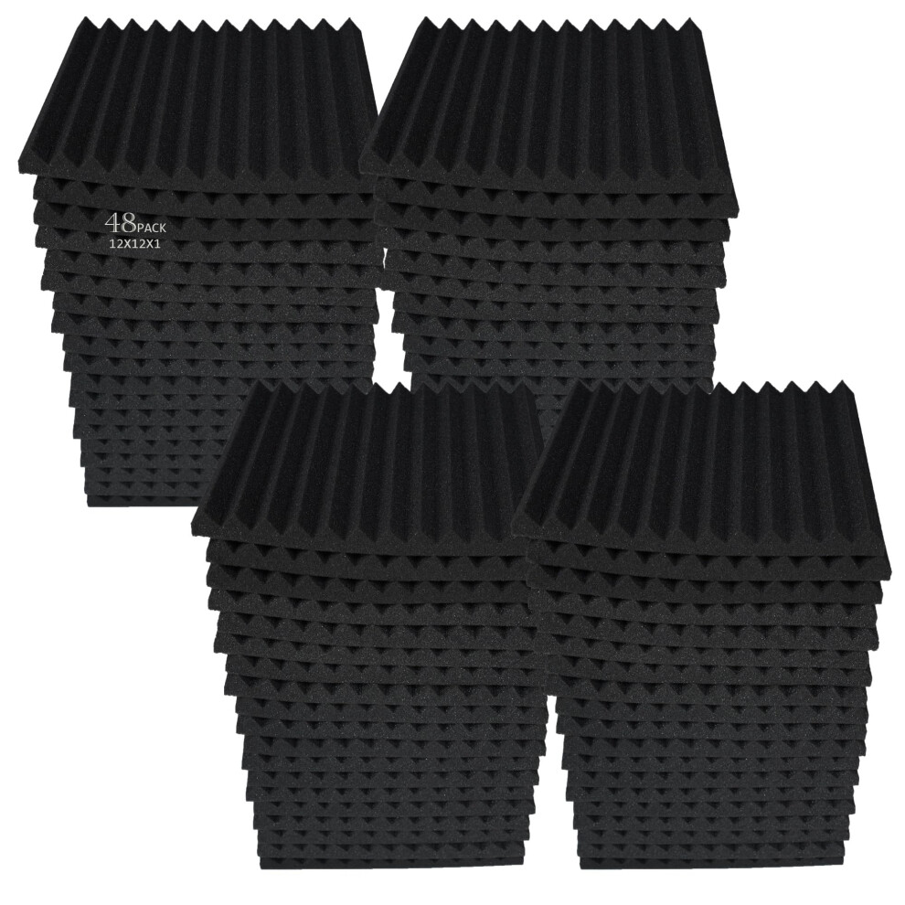 Lot de 50 panneaux acoustiques noirs 30,5 x 30,5 x 2,5 cm (12 x 12 x 1 po) pour studio, en mousse insonorisante