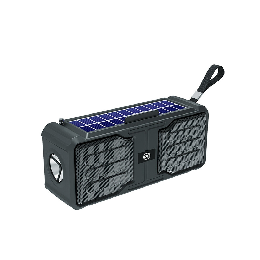 Solar Powered Bluetooth Speaker Stereo With Flashlight Black 4851369251673