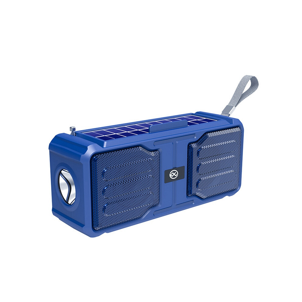 Solar Powered Tooth Speaker Stereo With Flashlight Blue 4851369251666