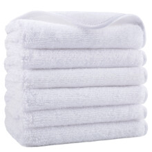 Toalhas de Microfibra POLYTE Sem Pelos, 13 x 13 in, Conjunto de 6 (Branco)