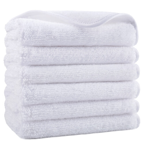 Toalhas de Microfibra POLYTE Sem Pelos, 13 x 13 in, Conjunto de 6 (Branco)