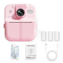 Kinderkamera Sofortbildkamera 1080P HD Digitalkamera für und Mädchen, Geschenk, Spielzeug, Thermodruck, Kleiner Camcorder, Rosa