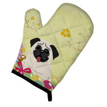""""Caroline's Treasures Easter Eggs Pug Cream Oven Mitt Multicolor 12"""""""" x 8.5""""""""""""
