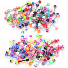 CrazyPiercing Velkoobchodn    14g kr      ky do jazyka s cinkami r   znych farieb 110 ks akrylov   ch guliciek