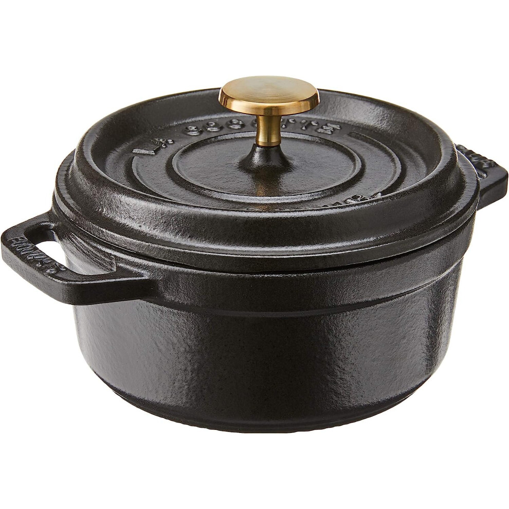 Photos - Stockpot Staub Cast Iron Dutch Oven 0.5-qt Round Cocotte Made in France Serves 1 Matte Black 1101225