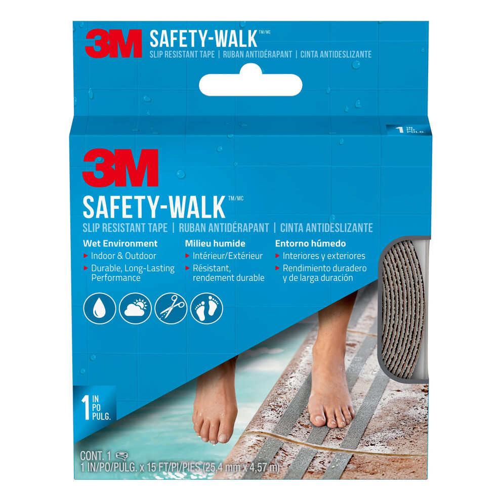 3M Safety-Walk Indoor/Outdoor Tread  Slip-Resitant Tape  1-Inch by 180-Inch Roll  Gray