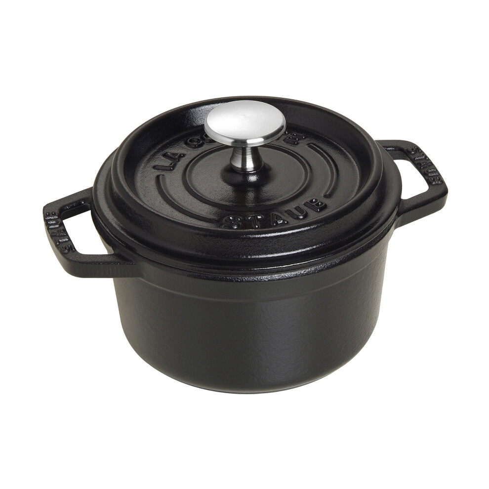 STAUB Cast Iron Dutch Oven 0.75-qt Round Cocotte  Made in France  Serves 1  Matte Black-image-OPC-PGG7K7Q-NEW