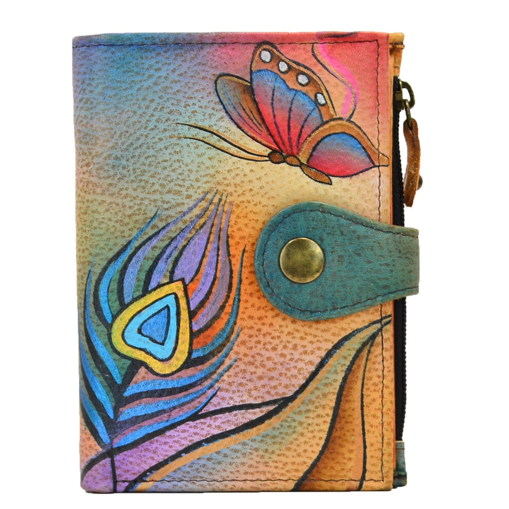RęCznie Malowany Damski Portfel Damski Anna By Anuschka Z Prawdziwej SkóRy - Paw Motyl-image