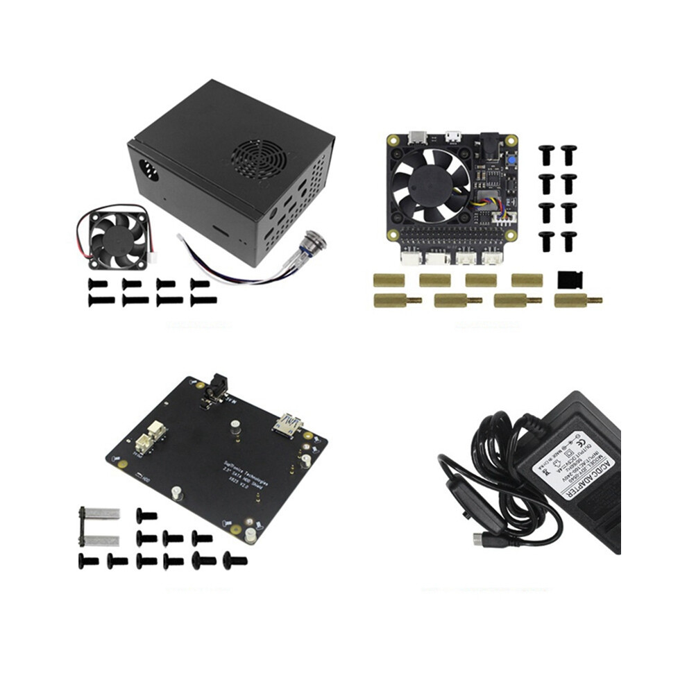 X825 V2.0 2.5 Polegadas SATA HDD/SSD Placa de Expansão Armazenamento + X735 V3.0 Gerenciamento Energia Gabinete para 4B Plugue UE