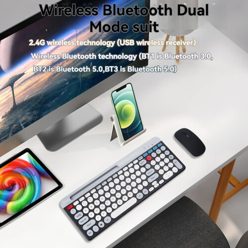 2.4G ασύρματο πληκτρολόγιο ποντίκι Combo Bluetooth Πολύχρωμο