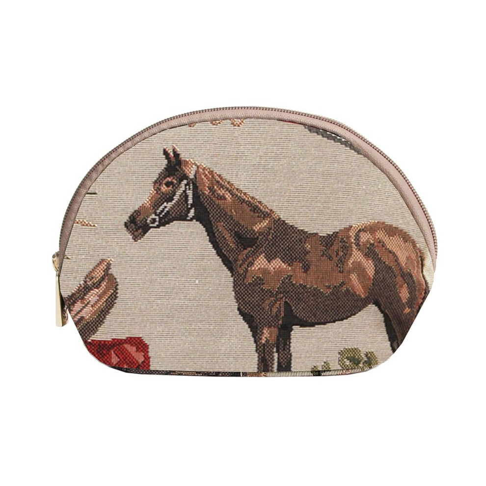 Signare Tapestry Cosmetic Bag Toiletry Makeup Bag For Women With Horse Design (Cosm-Hor)