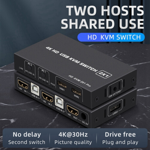 -Συμβατός διακόπτης USB KVM με 3 θύρες 2