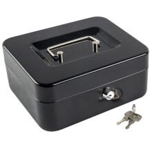 Kyodoled Medium Cash Box med pengebakke Lille pengeskab med nøglen 7.87 """" X 6.30 """" X 3.54 """" Sort