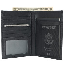 Polare RFID Blokering af Napa Leather Passport Holder Rejse tegnebog til m?nd og kvinder (sort)