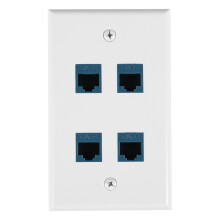 Płytka ścienna Ethernet 4-portowa do urządzeń Cat7/6/6E/5/5E - niebieska