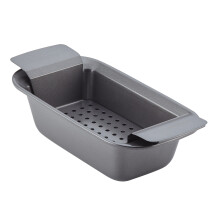 Rachael Ray Bakeware Meatloaf/Nonstick Baking Loaf Pan with Insert 9 Inch x 5 Inch Gray