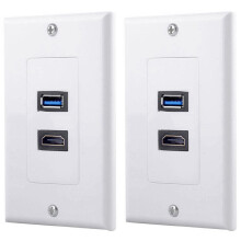 1x 2-portowy + USB 3.0 żeński przedłużacz gniazda ściennego