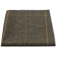 King & Priory Luxury Tumma oliivinvihre kalanruotoruudukko Pocket Square Nenliina Tweed