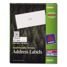 Avery 48460 Οικολογικές Ετικέτες Laser/Inkjet, 1 x 2 5/8, Λευκό, 3000/Συσκευασία