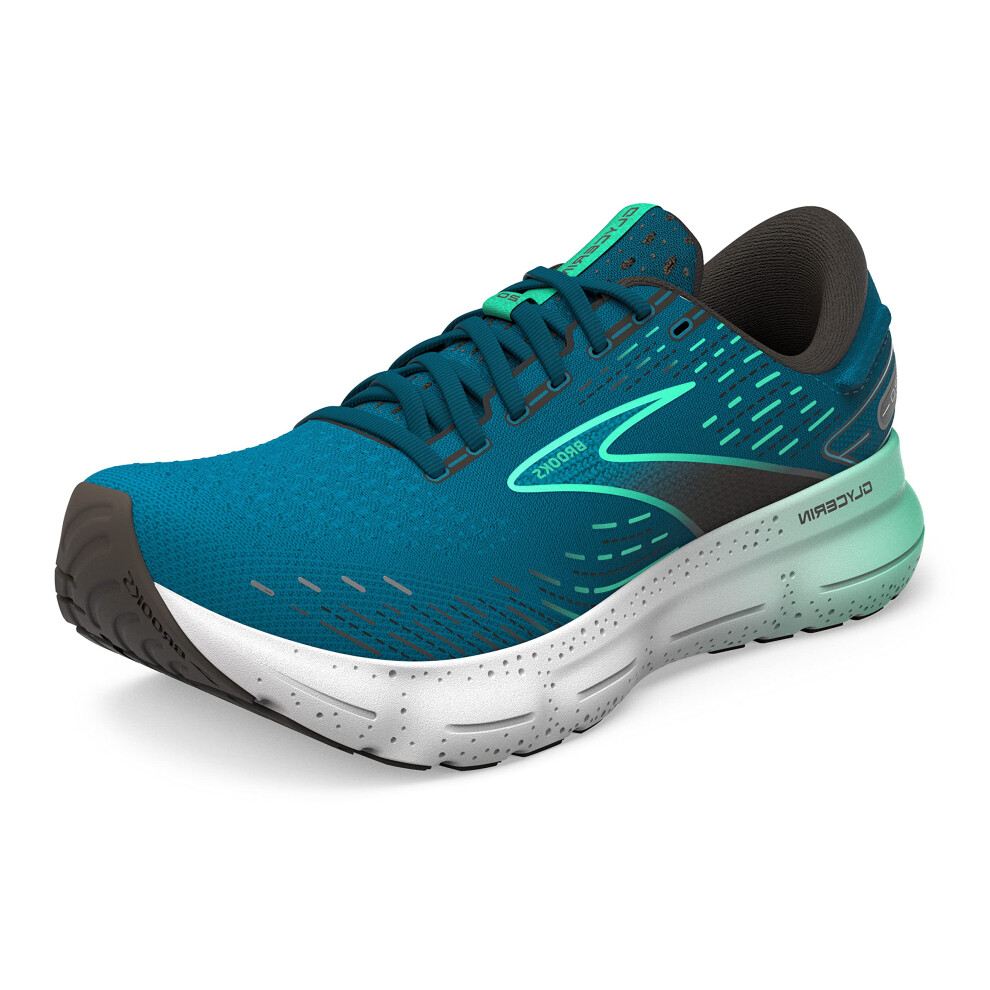 Brooks Men's Glycerin 20 Neutral Running Shoe - Moroccan Blue/Black/Spring Bud - 10 Medium