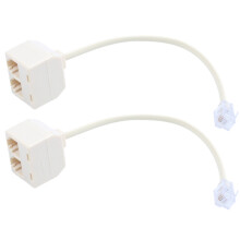 RJ11 6P4C Stecker 2x Buchse Anschluss Telefon Adapter Kabel Beige