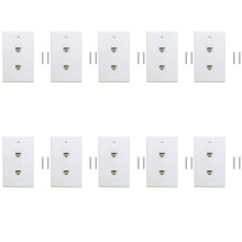 Zestaw 10 gniazd ściennych Ethernet 2-portowych, gniazdo Cat6 żeńskie do gniazda RJ45, złącze liniowe, białe