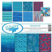 Reminisce Sea Life Collection Scrapbook-Set, Papierbasteln, mehrfarbige Palette, 30,5 x 30,5 cm