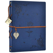 ZEEYUAN Livro de sucata de couro DIY, livro de memria de fotos, lbum de fotos, 60 pginas (rosa azul)