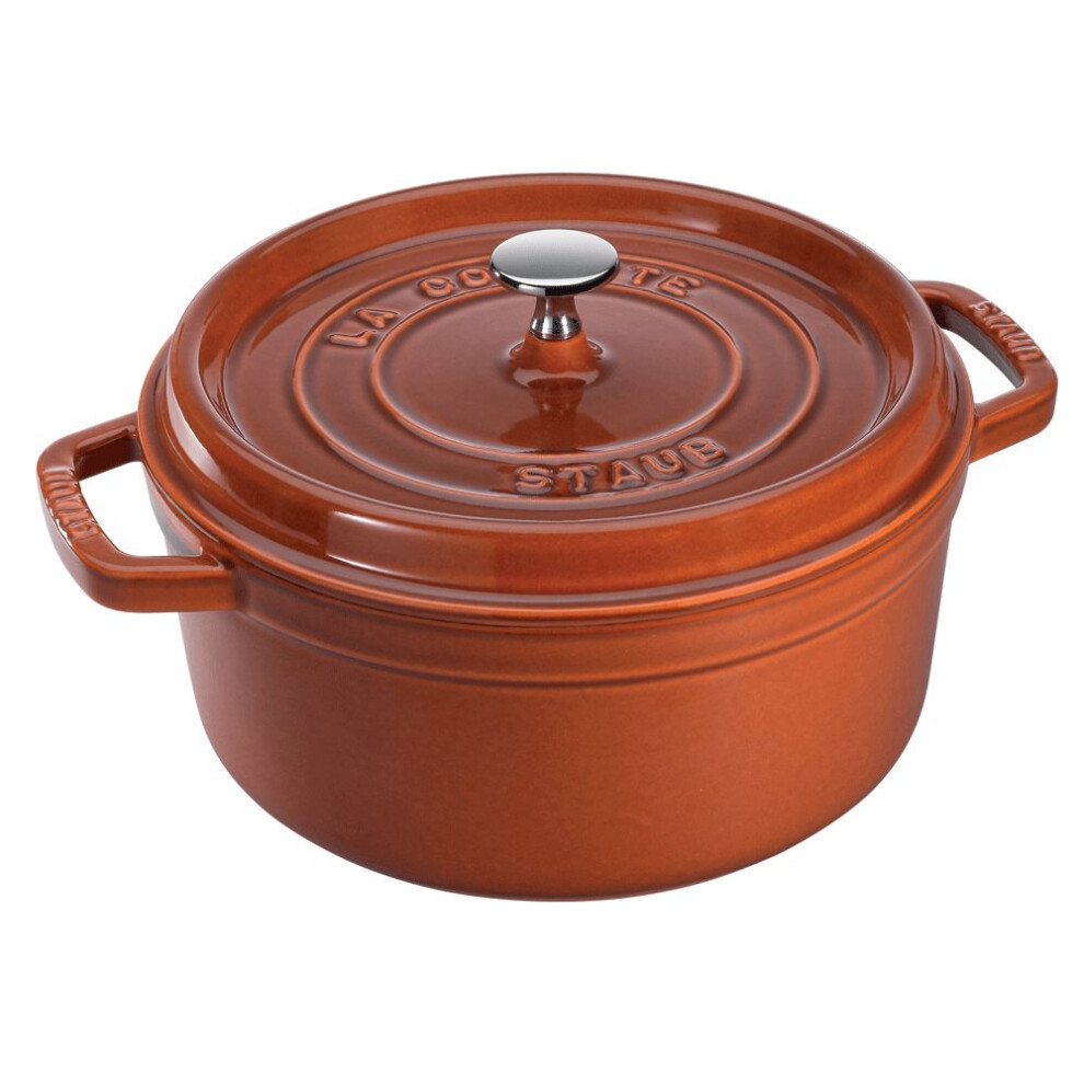 STAUB Cast Iron Dutch Oven 2.75-qt Round Cocotte  Made in France  Serves 2-3  Burnt Orange