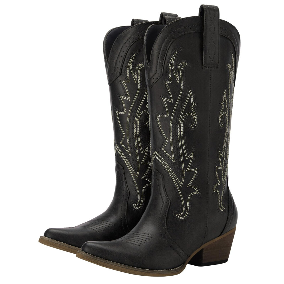 HISEA Rollda Cowboy Boots Women Western Boots Cowgirl Boots Ladies Pointy Toe Fashion Boots