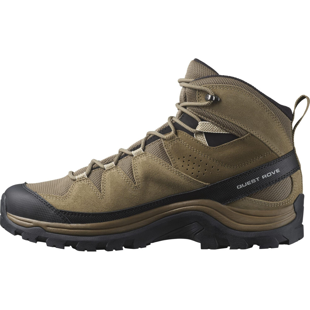 Salomon Men's QUEST ROVE GORE-TEX Leather Hiking Boots for Men  Kangaroo / Kelp / Black  10
