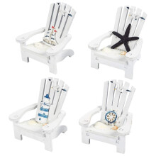 Juvale s?t af 4 mini strandstol til badev?relse nautiske boligindretning havdekorationer (4 in)