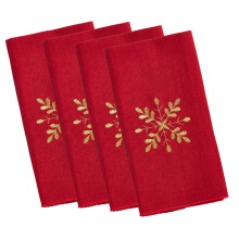 Occasion Gallery Red Winter Christmas Holiday Snowflake Cloth Napkin 20"""""""" Square (4 Piece.)