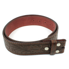BC Belts Grtelriemen aus Leder mit geprgtem Western-Schnrkelwerk, 3,8 cm breit, mit Druckknpfen (Braun-L)
