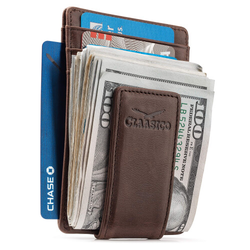 Δερμάτινο Πορτοφόλι Money Clip Για Άνδρες Slim RFID Blocking