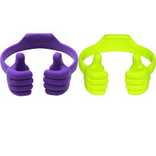 HONSKY Thumbs-Up telefoonstandaard voor tablets, e-readers en smartphones - groen/paars - 2 stuks