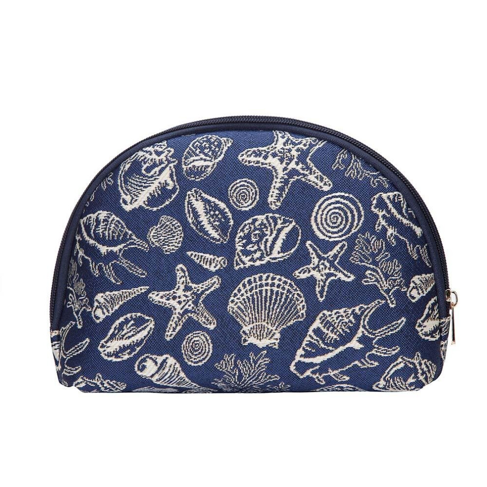 Signare Tapestry Cosmetic Bag Toiletry Makeup Bag For Women With Sea Shell Design(Cosm-Shell)