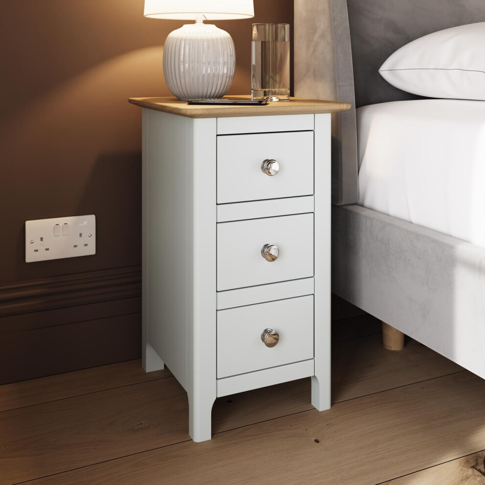 3 Drawer Oak Bedside Table Nightstand Bedroom Furniture Natural White Linen