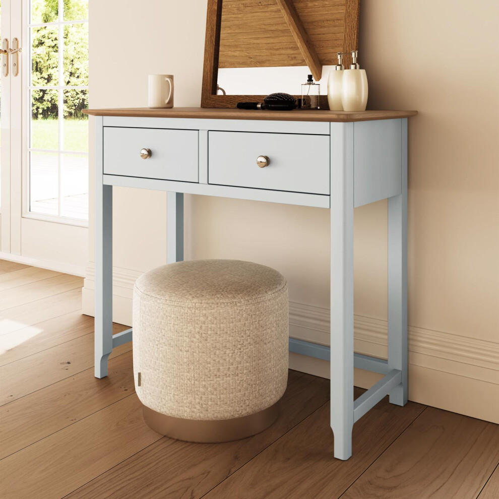 2 Drawer Dressing Table Oak Matt White Linen Modern Bedroom Furniture Natural