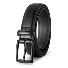 MILORDE Herren-Kleidergrtel aus echtem Leder, handgefertigt, 100 % Rindsleder (Mattschwarz, Taille 3435).