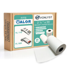 Vonlyst Receipt Paper Roll for Valor Paytech VL 110 and VL 500 Credit Card Machine (20 Rolls)