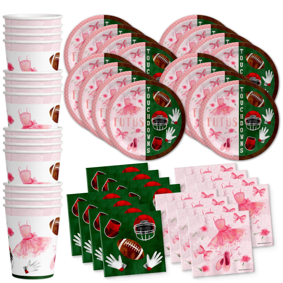 Set Di Stoviglie Per Feste Di Rivelazione Del Sesso Per Tutus O Touchdowns, Piatti, Tovaglioli, Bicchieri, Per 16 Persone-image
