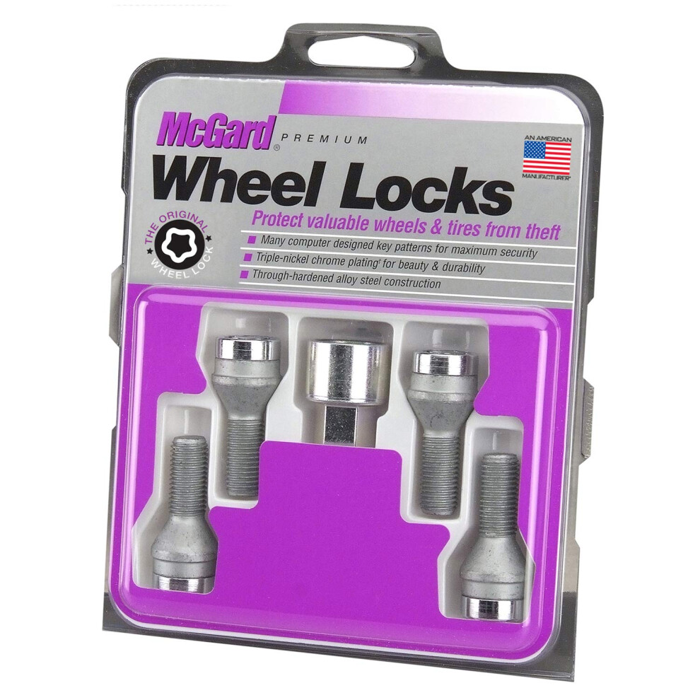 Mcgard 27204 Chrome Bolt Style Cone Seat Wheel Locks (M12 X 1.5 Thread Size) 4 Locks / 1 Key 083509272048