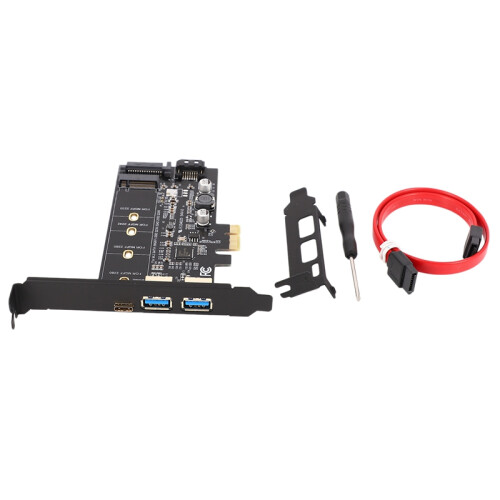 Dual USB3.0 & Type-C M.2 PCIe Adapter M2 SSD SATA B Key to PCI-E 1